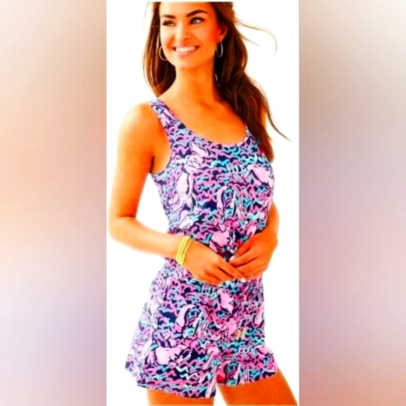 Lilly Pulitzer Tala Pop Up Lobstah Roll Pink Romper Playsuit - Picture 1 of 11